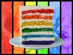 A slice of Rainbow Cake